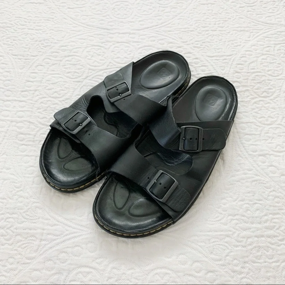 Dr. Martens Men's Leather‎ Double Strap Slide Sandals, Black